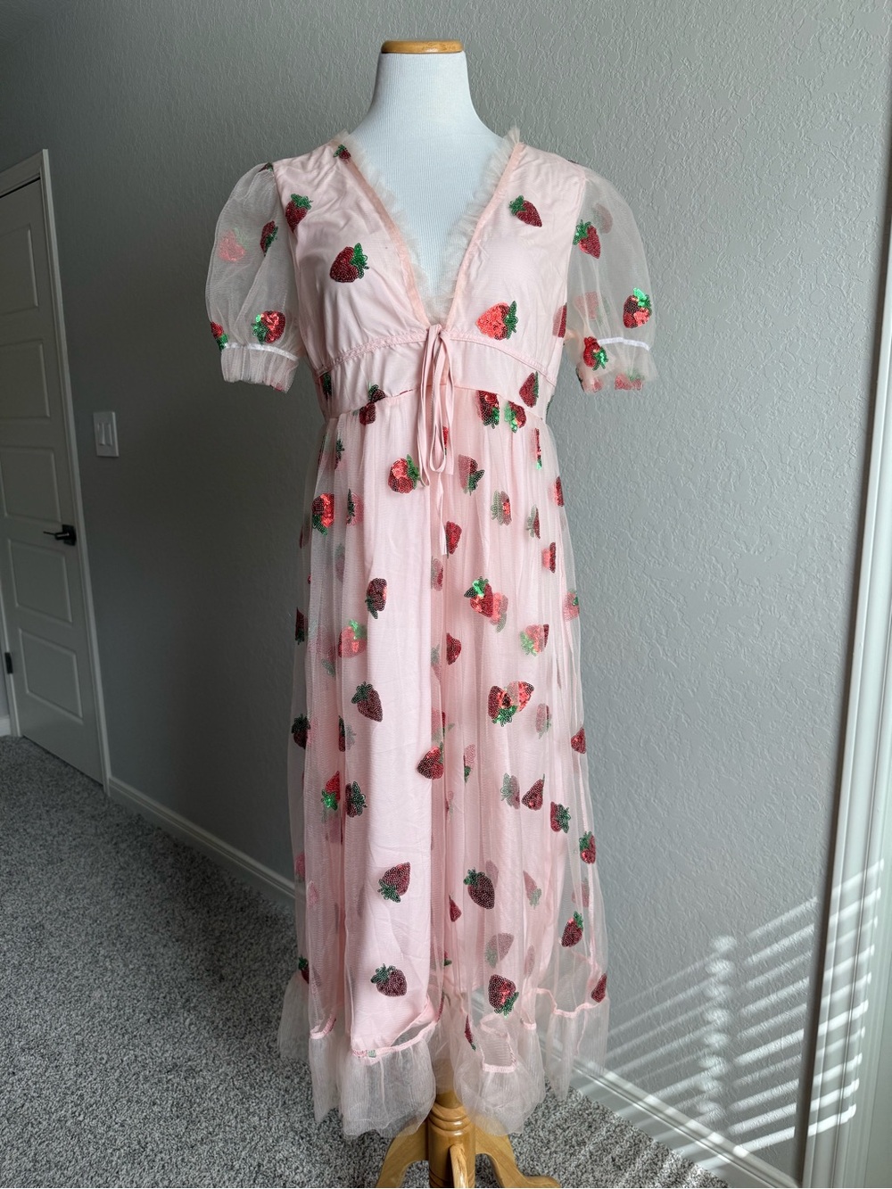 Strawberry Sequin Midi Dress - Picture 2 of 8